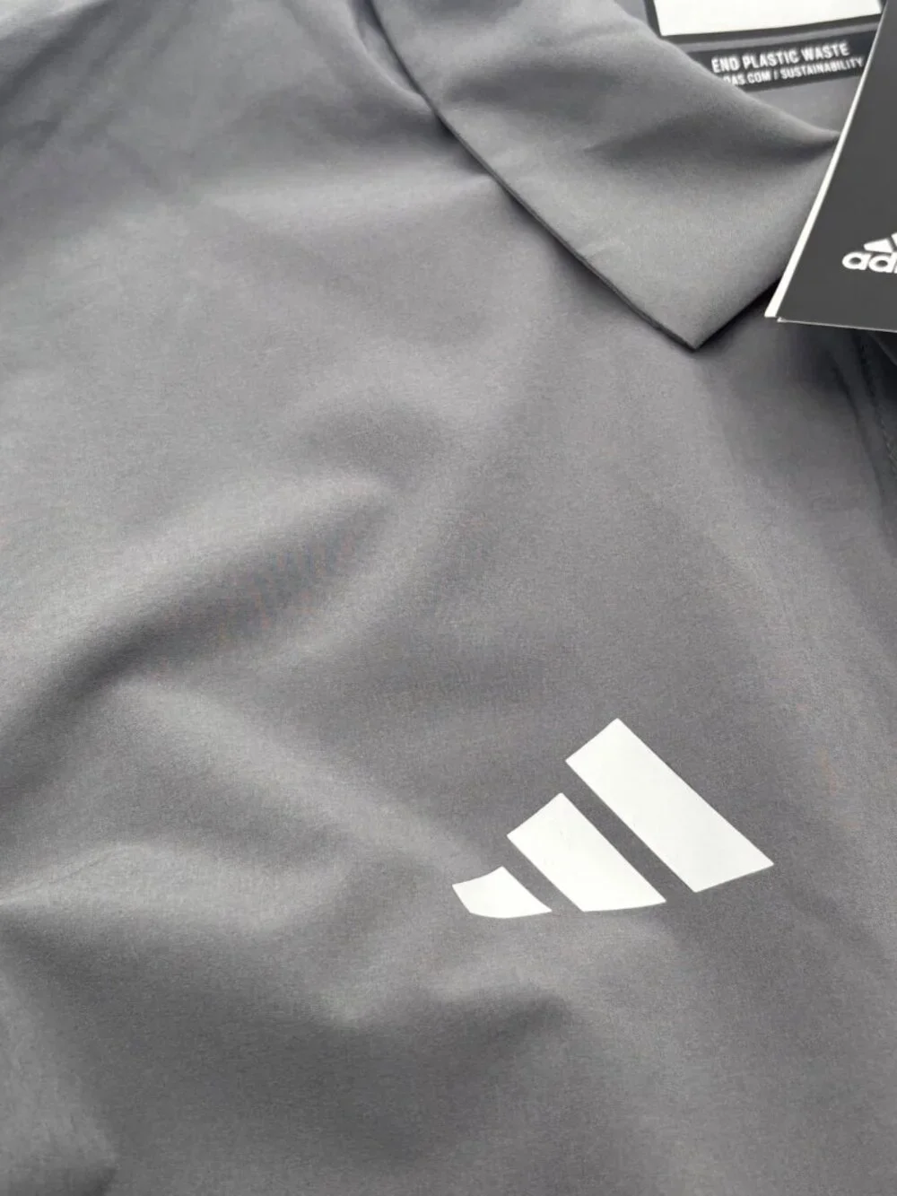 Adidas Men’s Short-Sleeve Button-Up  Polo Shirt, Sz. M, Gray-production Sample
